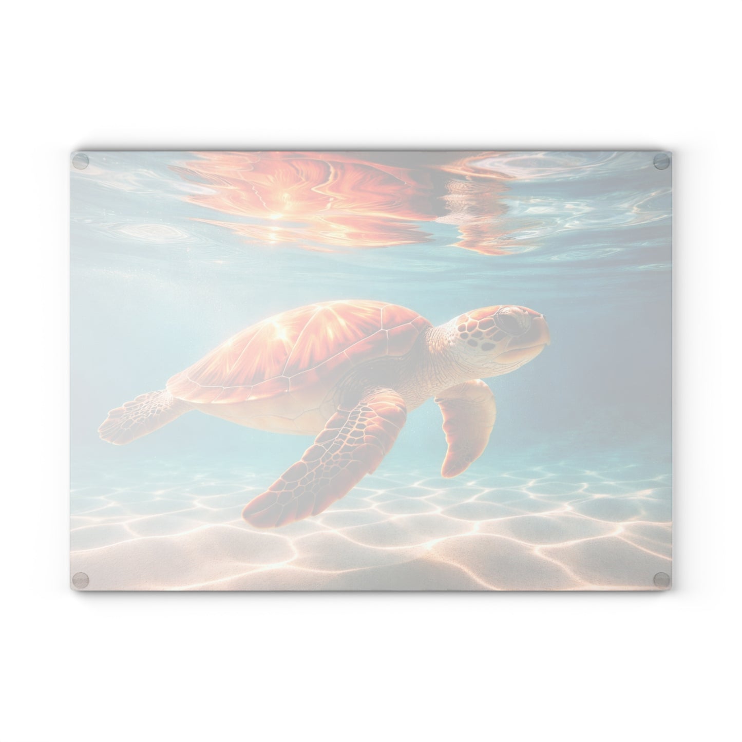 Grace of the Sea Glass Cutting Board – Serene Sea Turtle Ocean Artwork