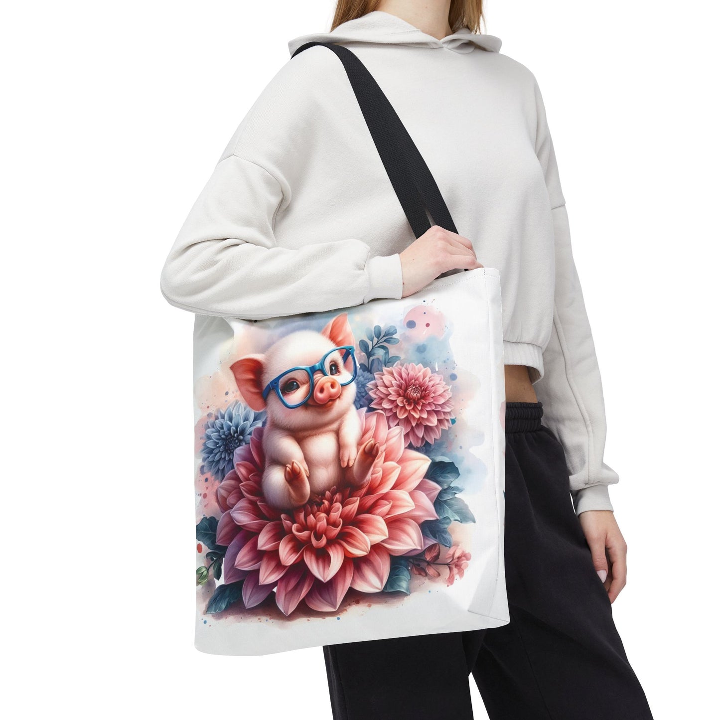 🐷 Floral Piglet Tote Bag – Cute, Whimsical & Practical 🌸