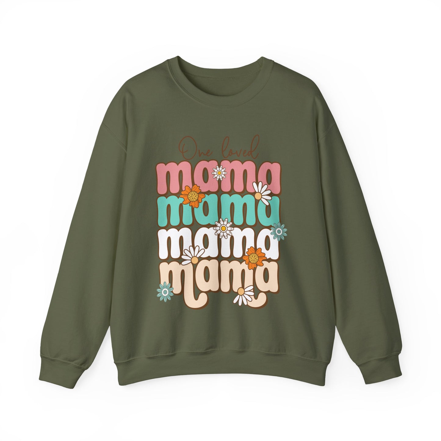 🌼💖 One Loved Mama Sweatshirt – Retro Floral Motherhood Crewneck