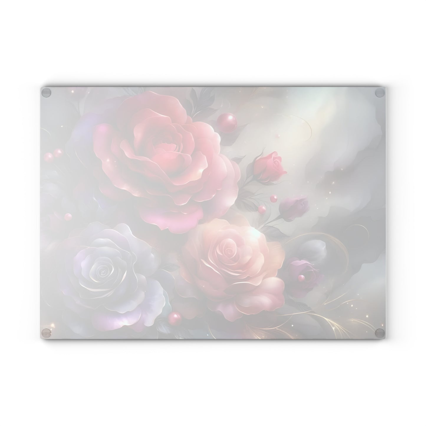 Tabla de cortar de vidrio templado con rosas elegantes: decoración floral para la cocina, regalo único, tabla de cortar de vidrio, tabla para charcutería, tabla de cortar personalizada, flores