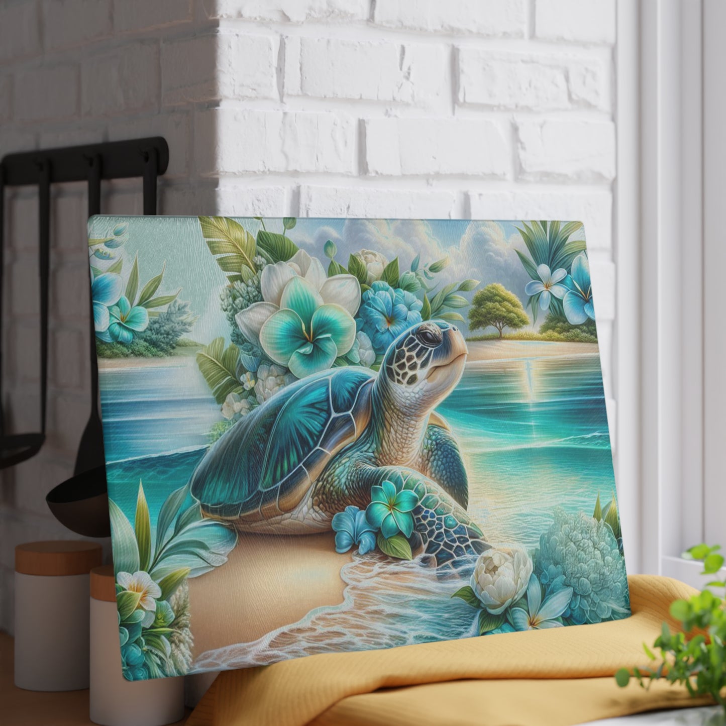 🐢 Tropical Sea Turtle Cutting Board – Coastal Tranquility for Your Kitchen
