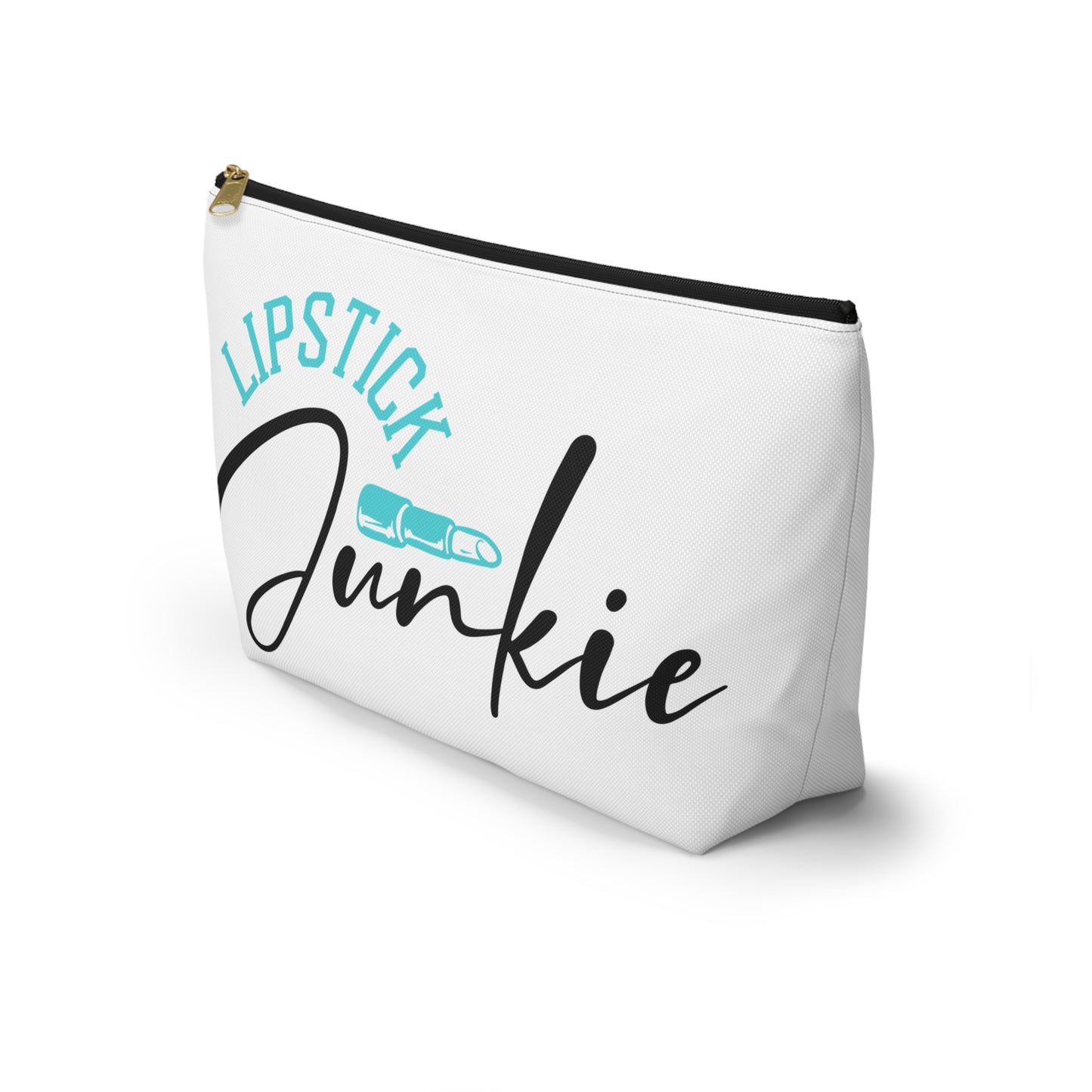 Accessory Pouch – "Lipstick Junkie" Teal Makeup Bag