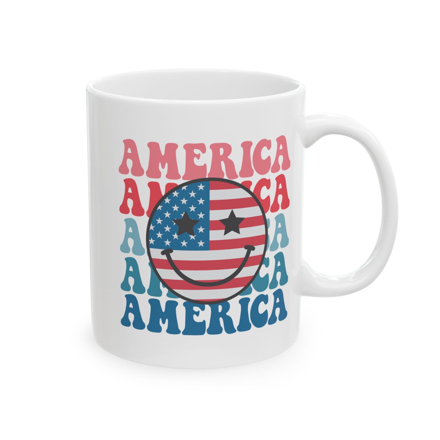 USA America Smiley Face Mug – Celebrate Patriotism with Style and Fun! 🎆