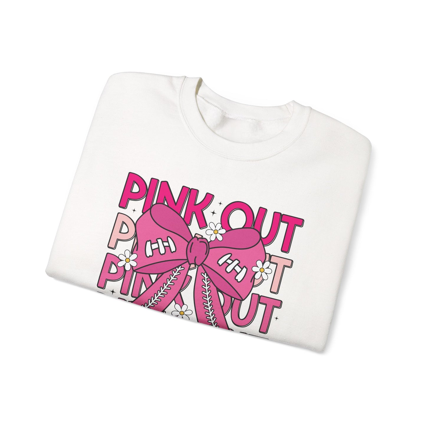 🎀🌸 Pink Out Sweatshirt – Cheer Bow Breast Cancer Awareness