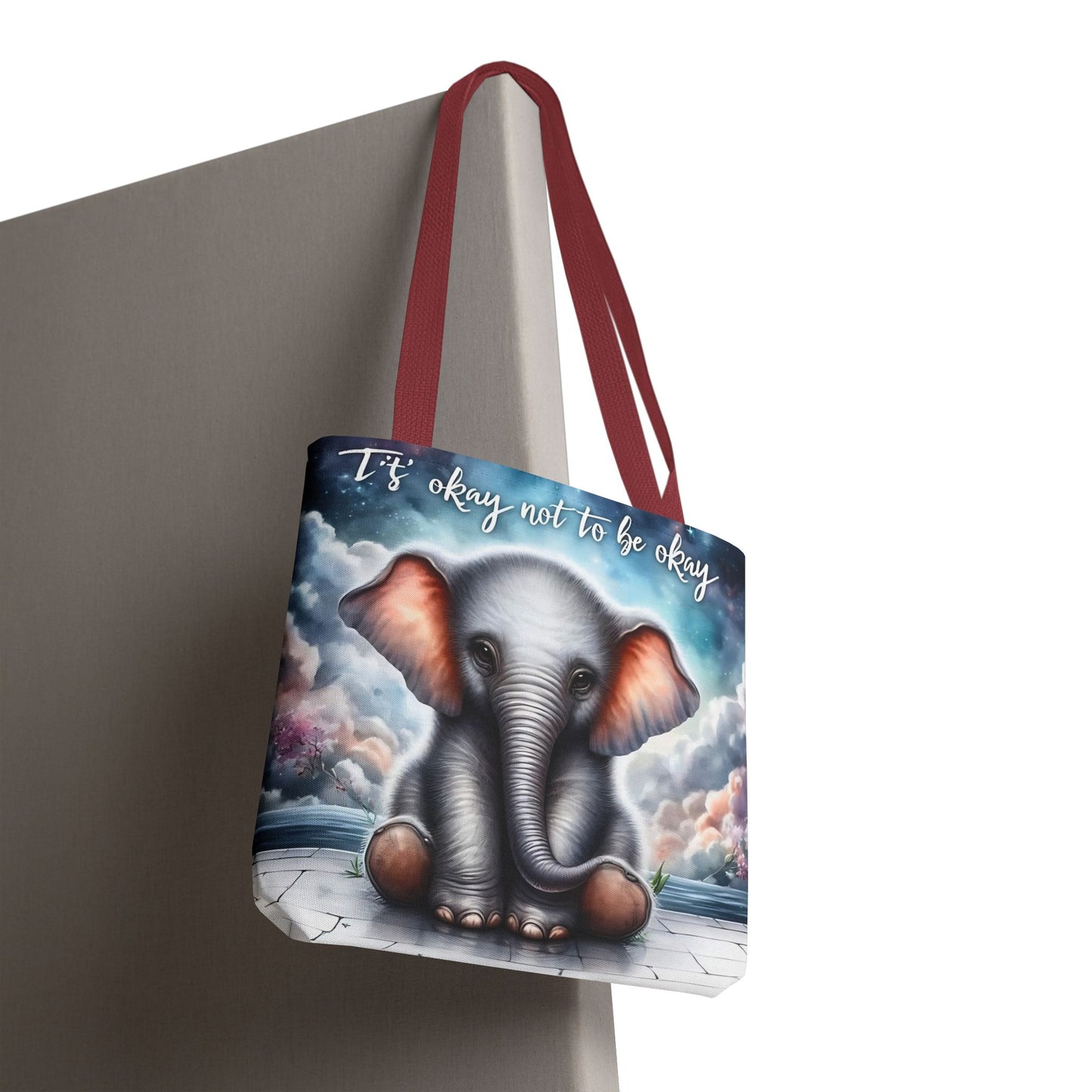 Bolsa de mano con elefante “Está bien no estar bien”: un suave recordatorio con un diseño delicado y caprichoso.