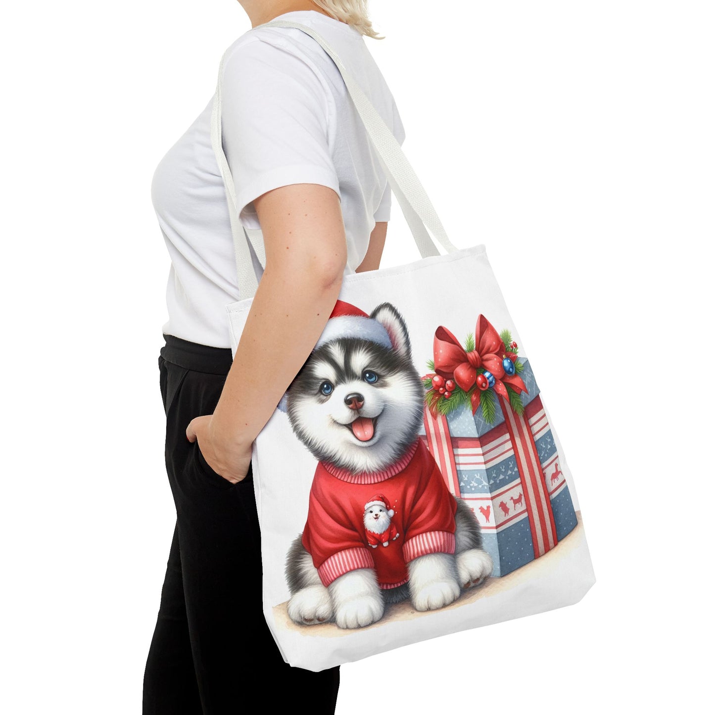 🎁 Christmas Husky Tote Bag – Festive Pup & Holiday Cheer in Every Carry 🎄