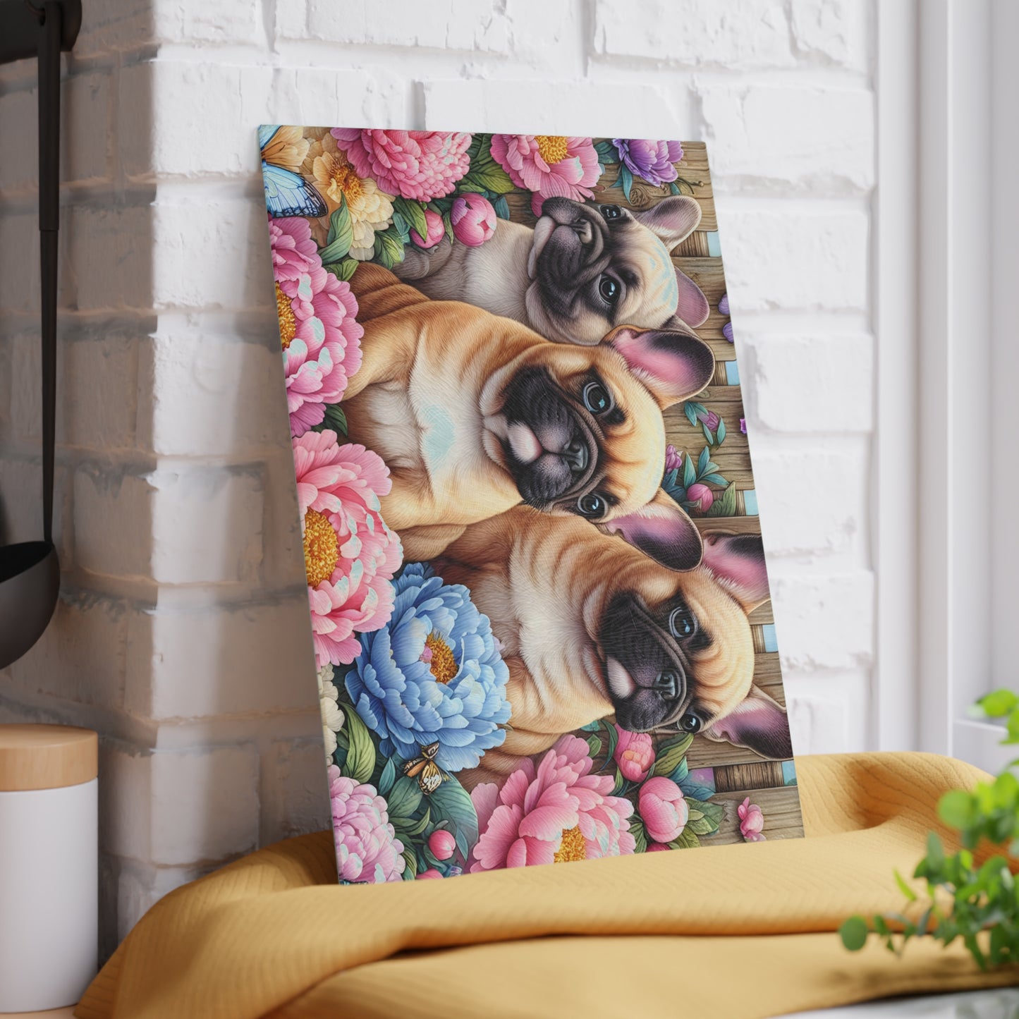 🐾 French Bulldog Floral Cutting Board – Adorable Pup Charm for Your Kitchen 🌸