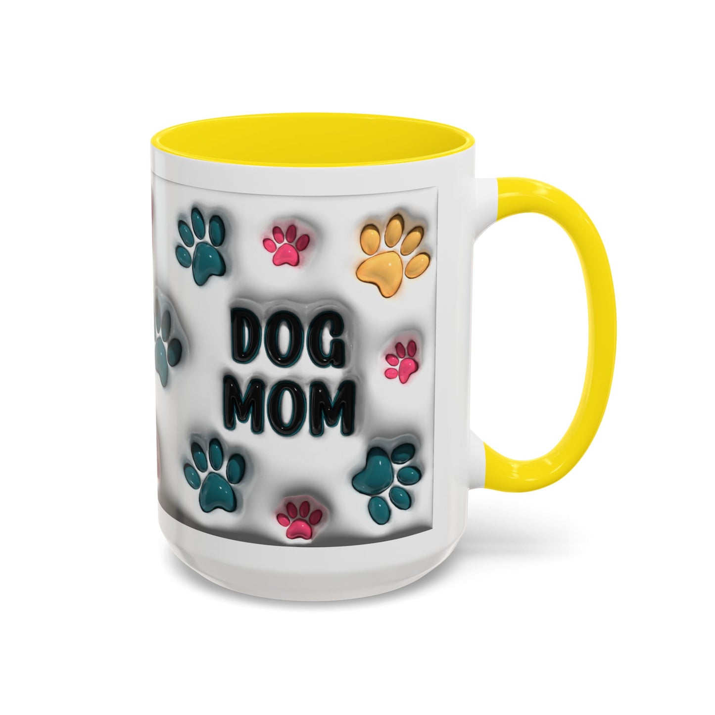 Dog Mom Accent Mug – Colorful Paw Print Cup for Proud Pet Parents