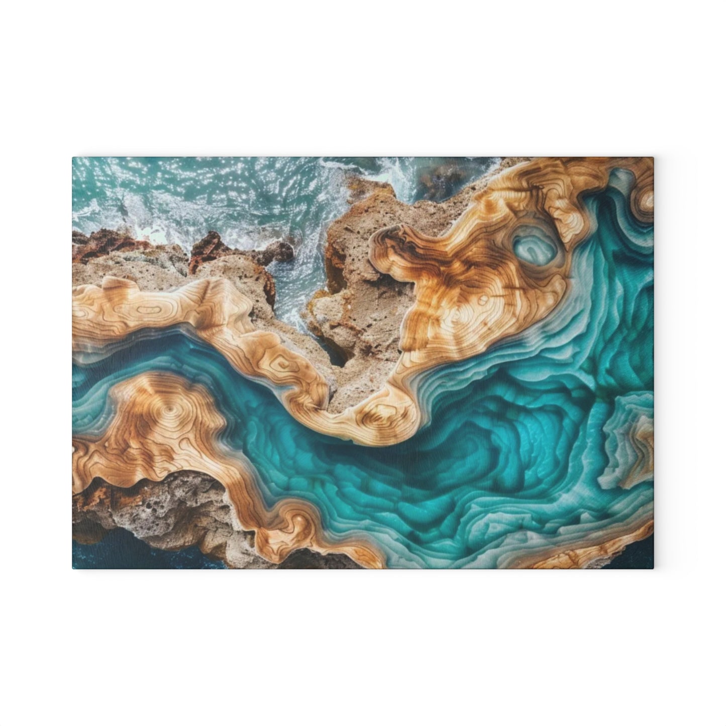 🌊✨ “Ocean Drift” Glass Cutting Board – Coastal Calm for Your Kitchen