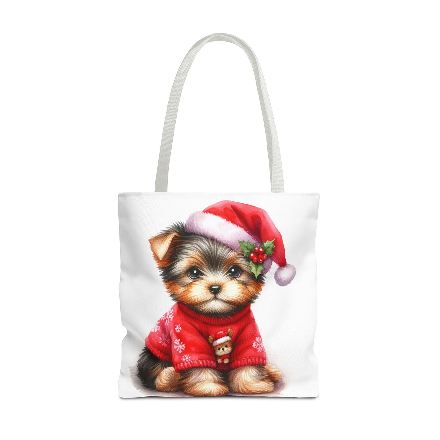 🎄 Santa Yorkie Christmas Tote Bag – Holiday Cheer in Every Stitch 🐾