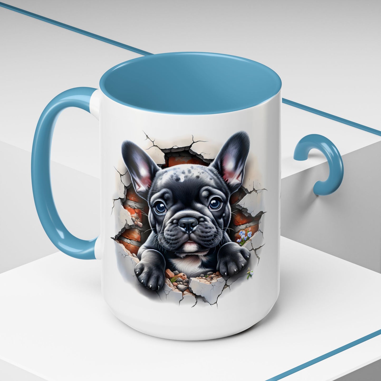 🐾🖤 Black French Bulldog Puppy Accent Mug – Cute Peek-Through Cup for Dog Lovers ☕✨