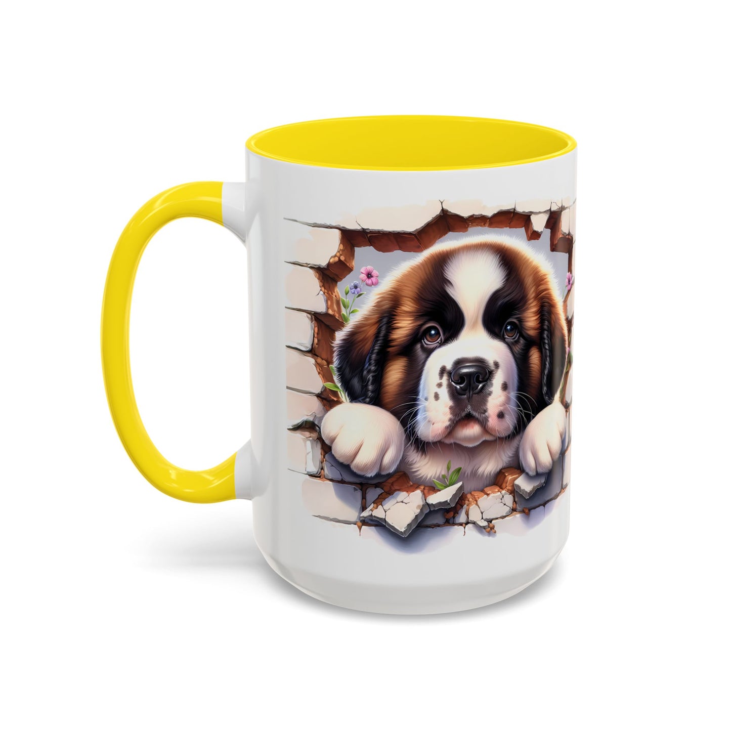 🐾☕ St. Bernard Puppy Peek Accent Mug – Gentle Giant Pup Lover Gift ✨❤️