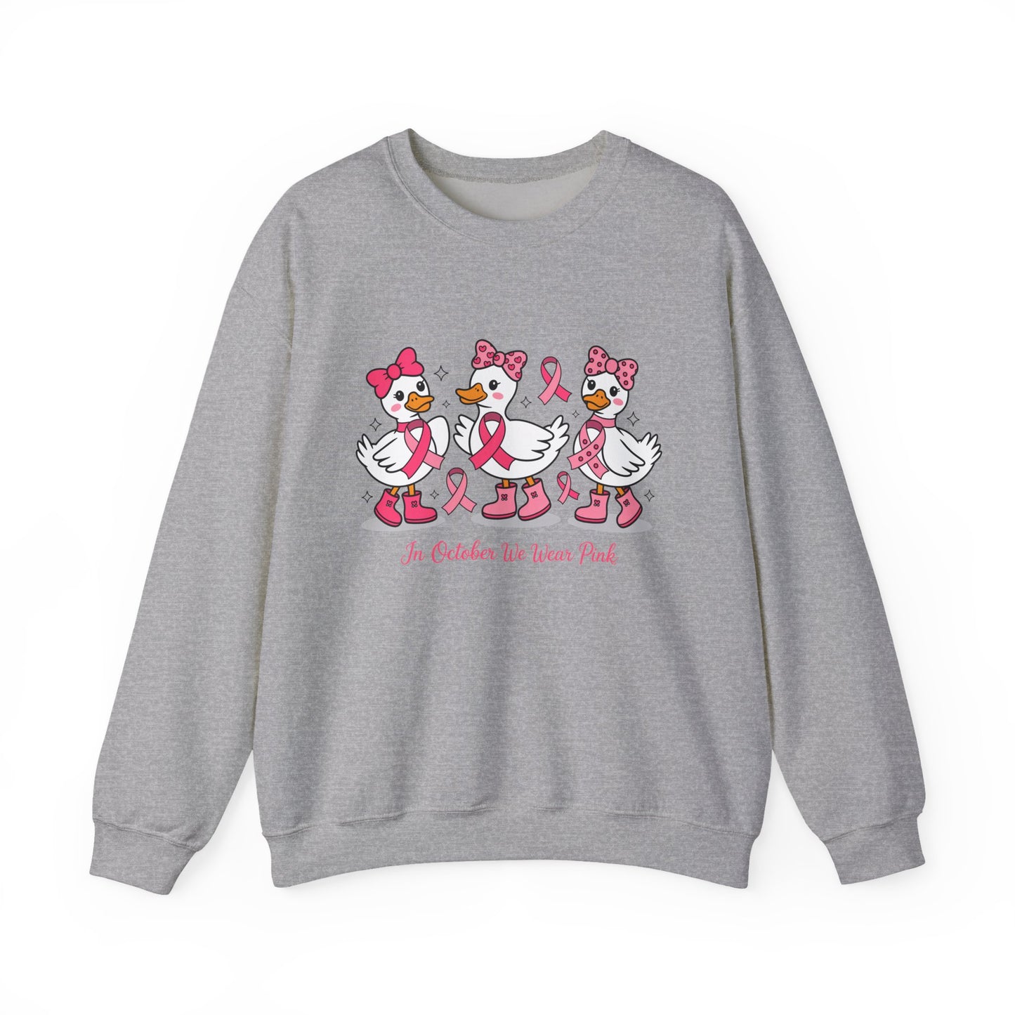 🎀🦆 In October We Wear Pink Duck Sweatshirt – Cute & Courageous Support 💗