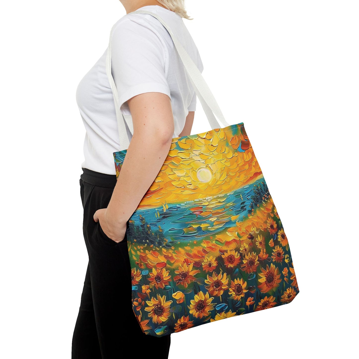 🌻 Girasoles al Atardecer – Bolso Tote Vibrante y Artístico 🌅