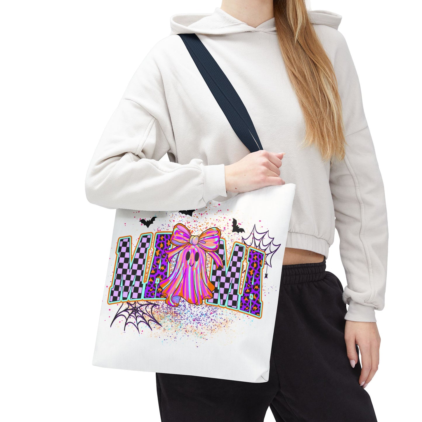 🎃 Colorful Mama Ghost Halloween Tote Bag – Spooky Fun with a Pop of Color 👻👜