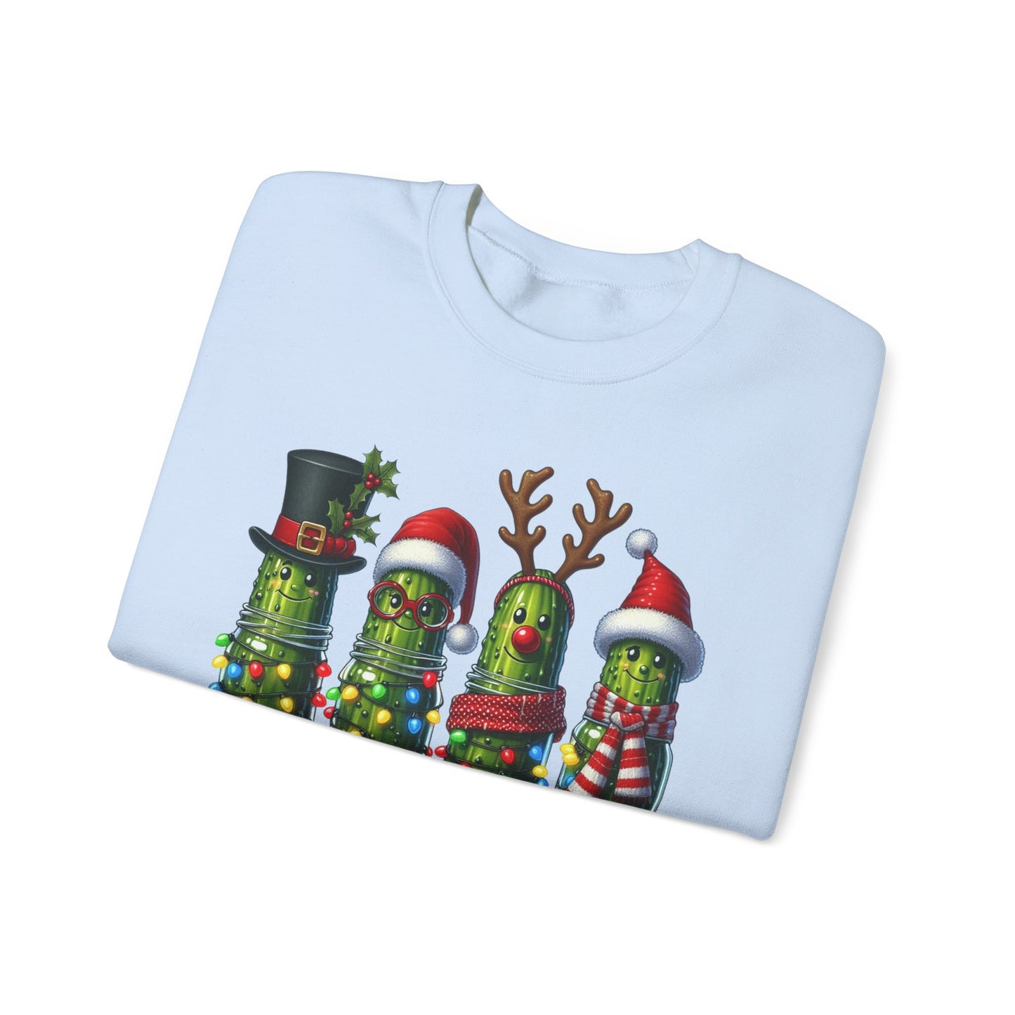 🥒✨ Merry Picklemas Crewneck – Festive Pickle Jars with Holiday Lights