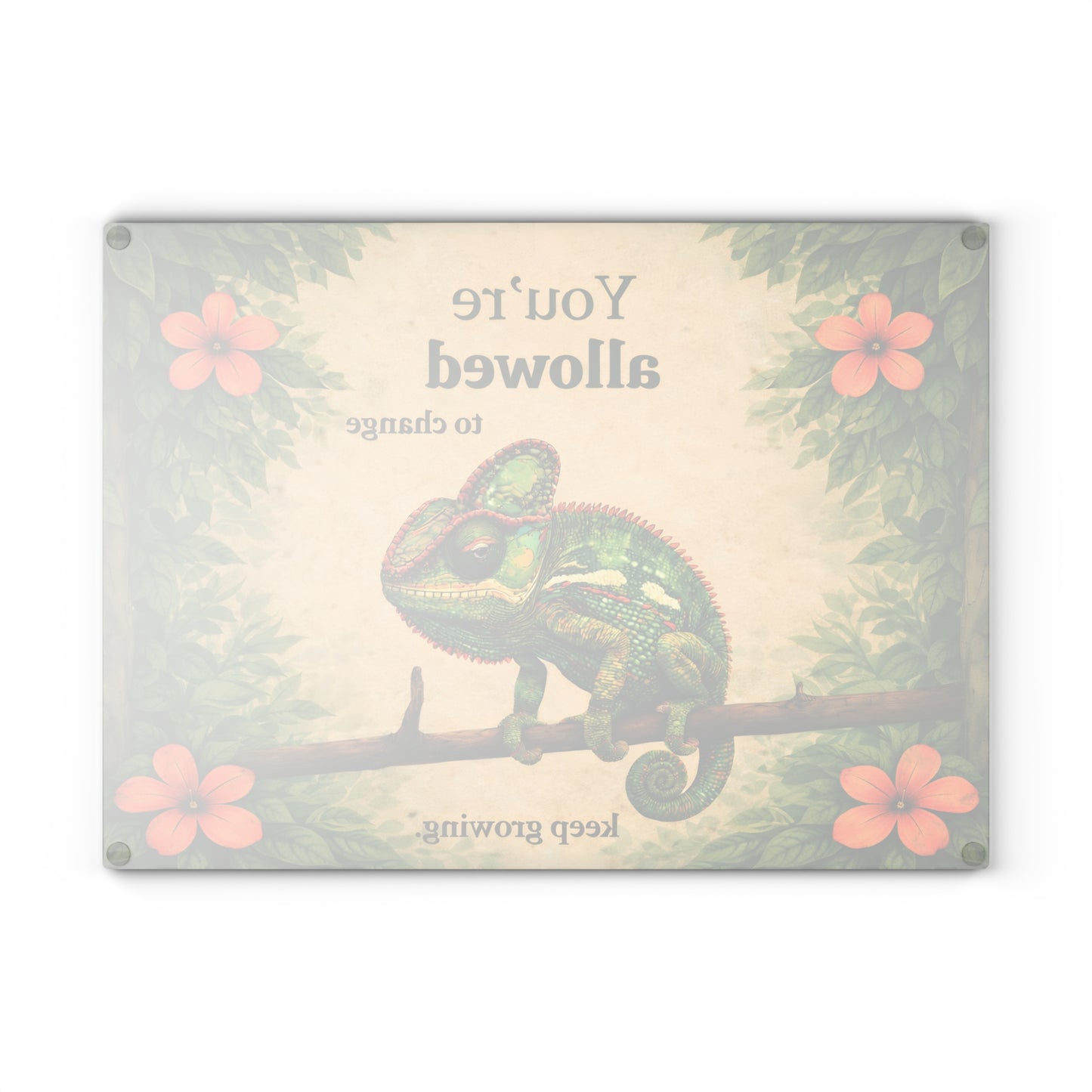 You’re Allowed to Change Glass Cutting Board – Inspirational Chameleon Garden Art Kitchen Decor