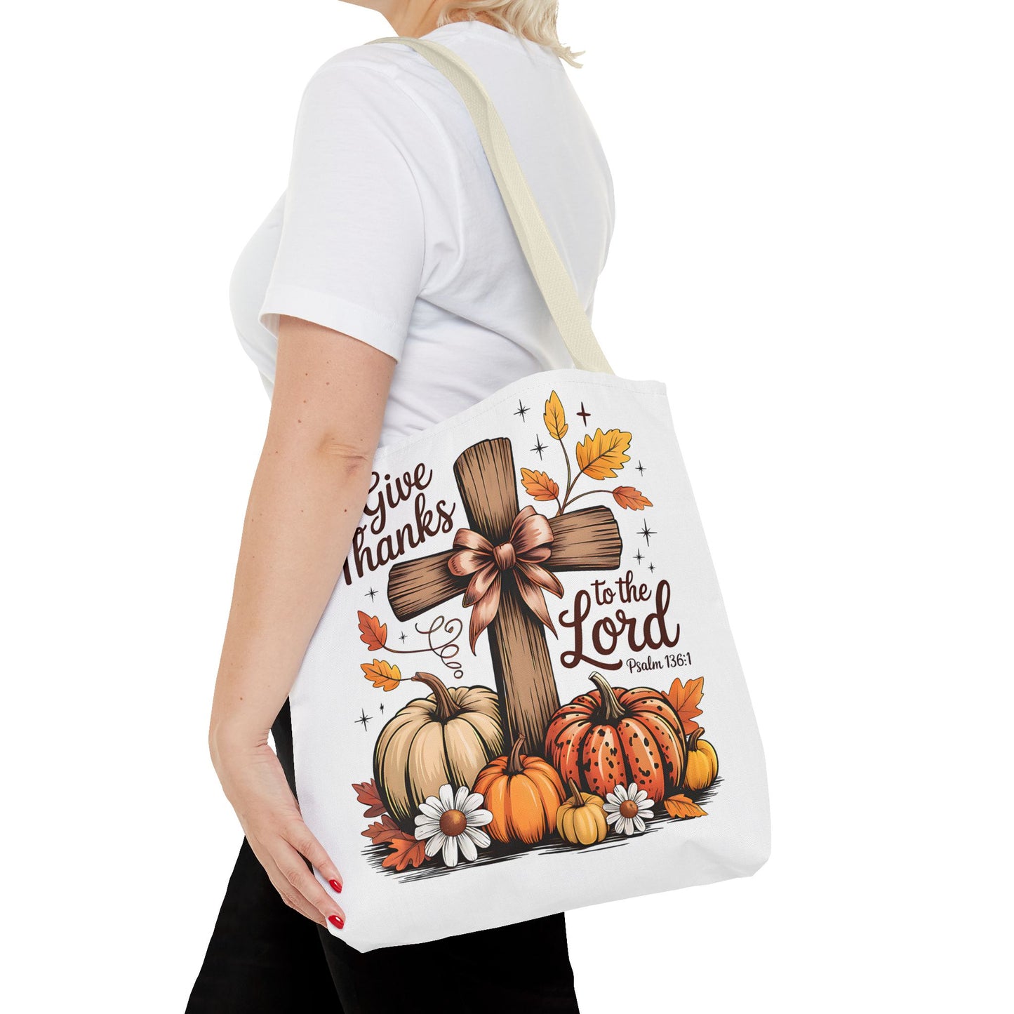 🙏 Give Thanks to the Lord Tote Bag – Faith and Fall Season Style
