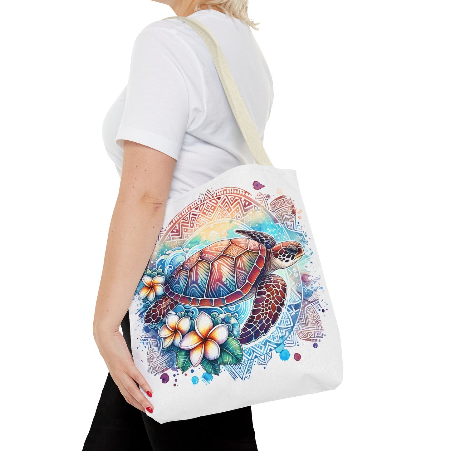 🐢 Vibrant Tribal Sea Turtle Tote Bag – Ocean Beauty Meets Island Vibes 🌊👜