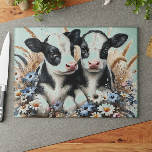 🐄 Adorable Calf Duo Cutting Board – Country Charm for Your Kitchen 🐄