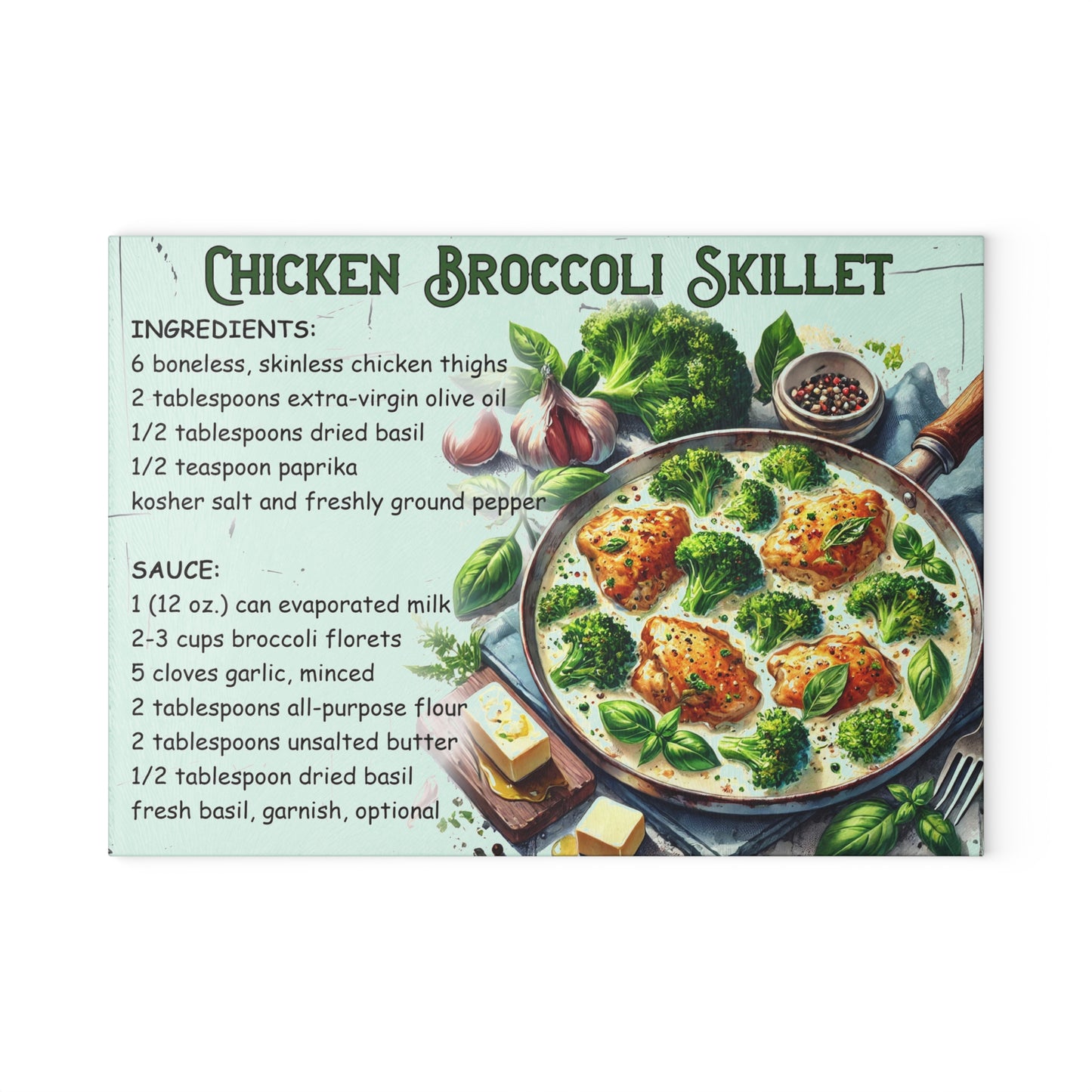 🍗 Chicken Broccoli Skillet – Easy Dinner Recipe Cutting Board