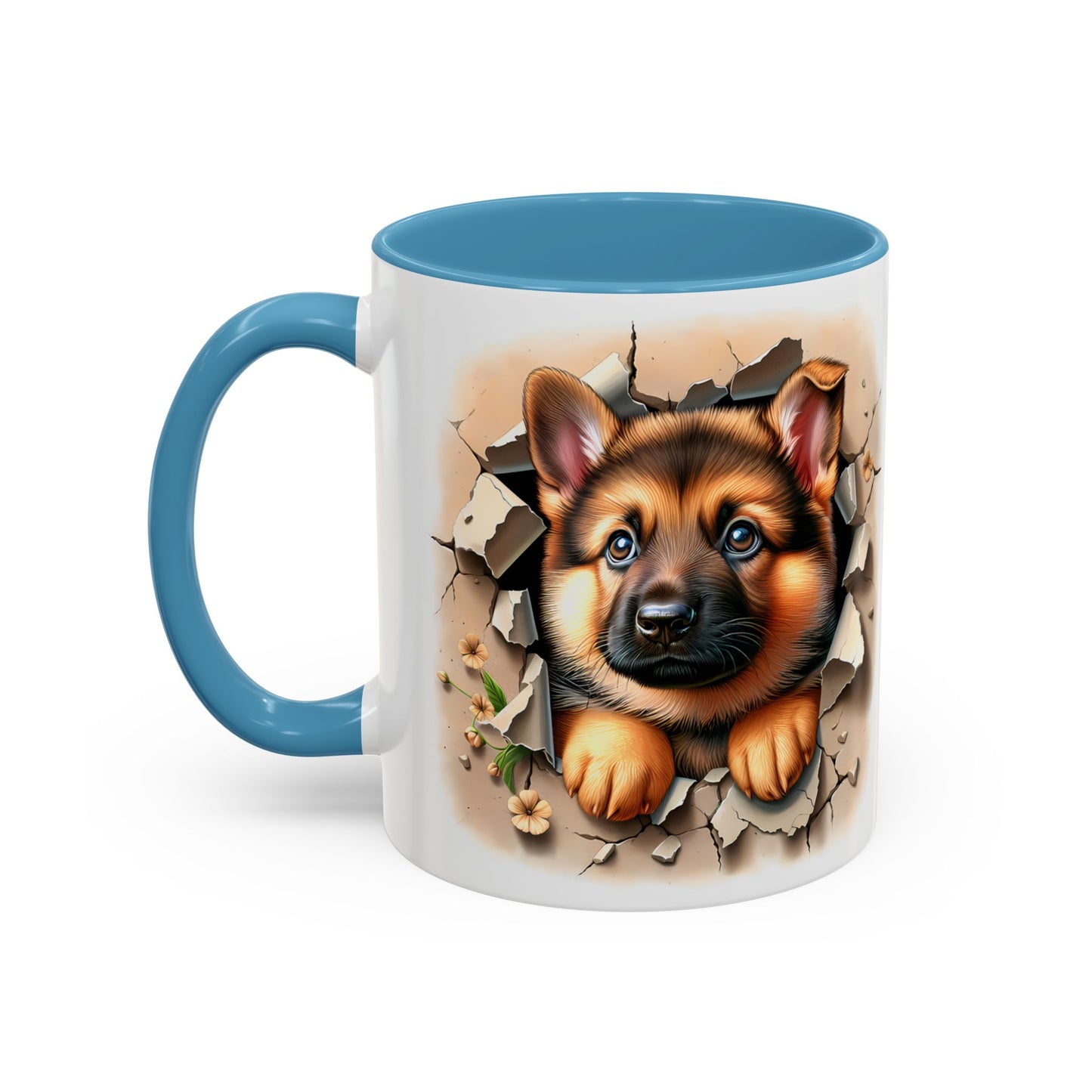 🐾☕ German Shepherd Puppy Peek Accent Mug – Loyal Pup Lover Gift ✨🖤