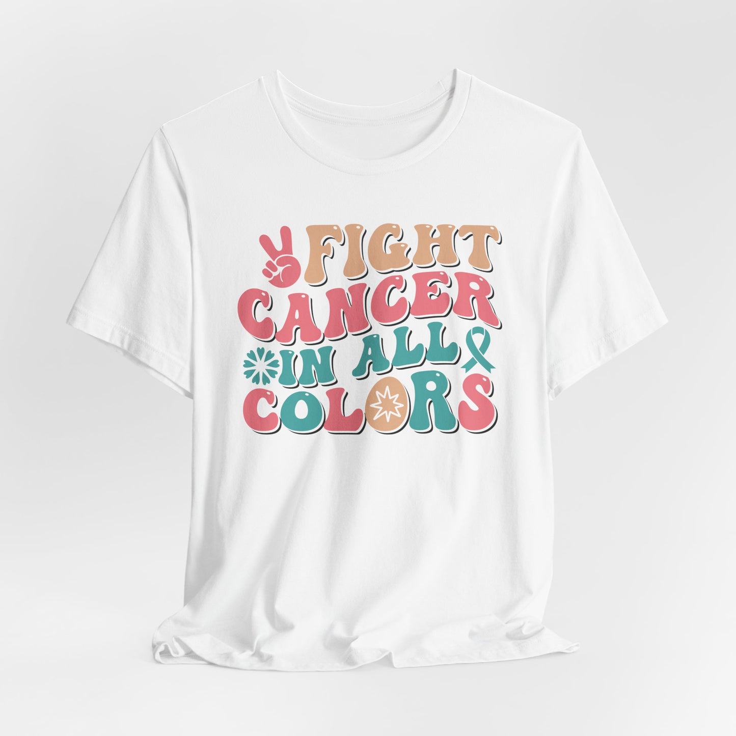 🌈✊ Fight Cancer in All Colors T-Shirt – Bold Retro Awareness Tee for Every Ribbon 🎗️