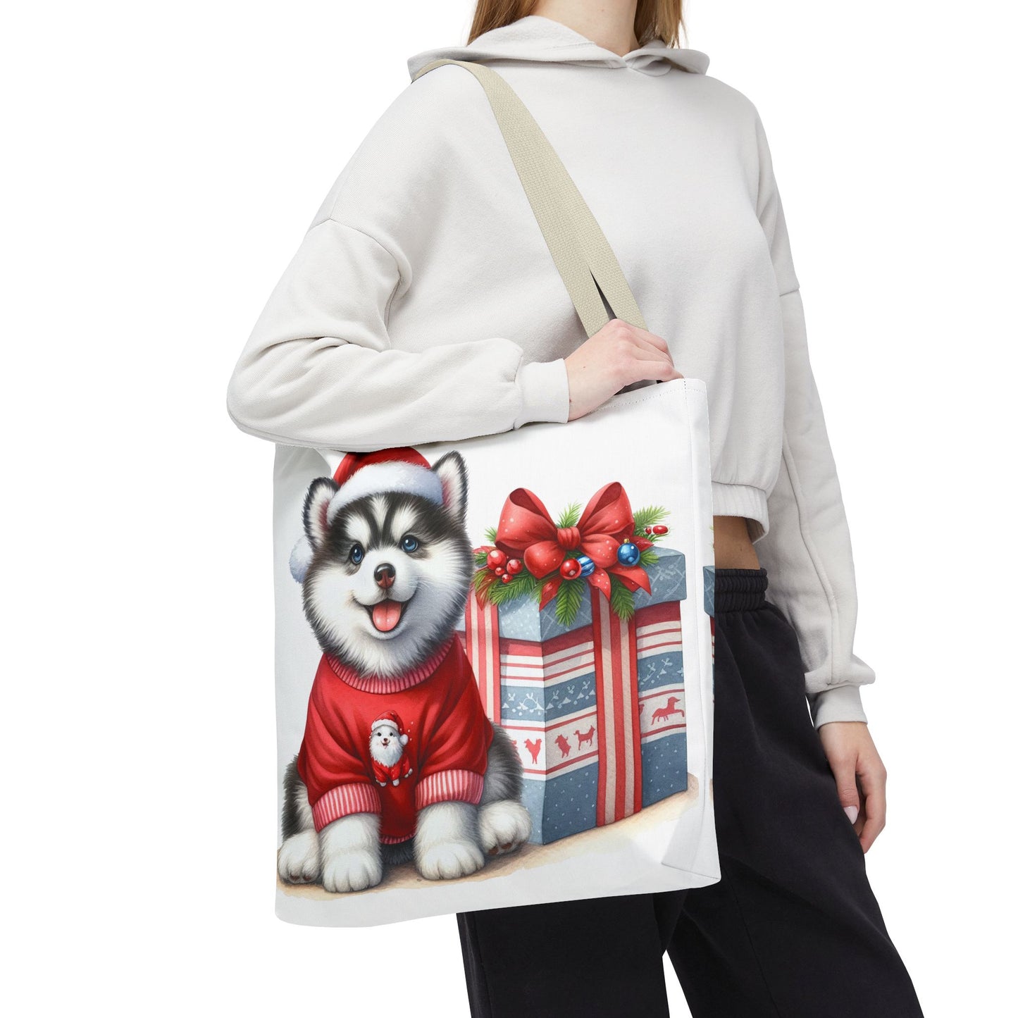 🎁 Christmas Husky Tote Bag – Festive Pup & Holiday Cheer in Every Carry 🎄