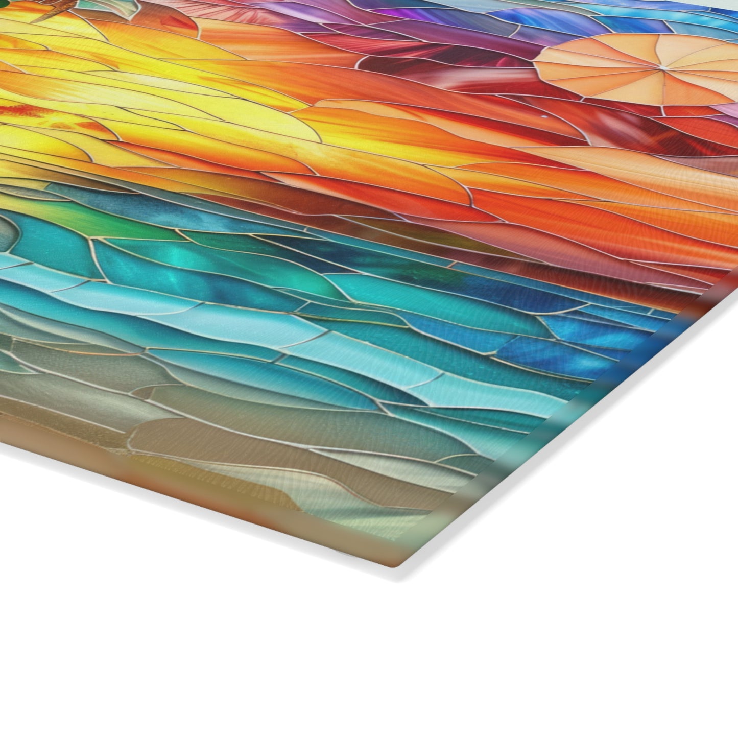 🌅🌴 Stained Glass look like Sunset Beach Cutting Board – Coastal Artistry for Your Kitchen 🌊