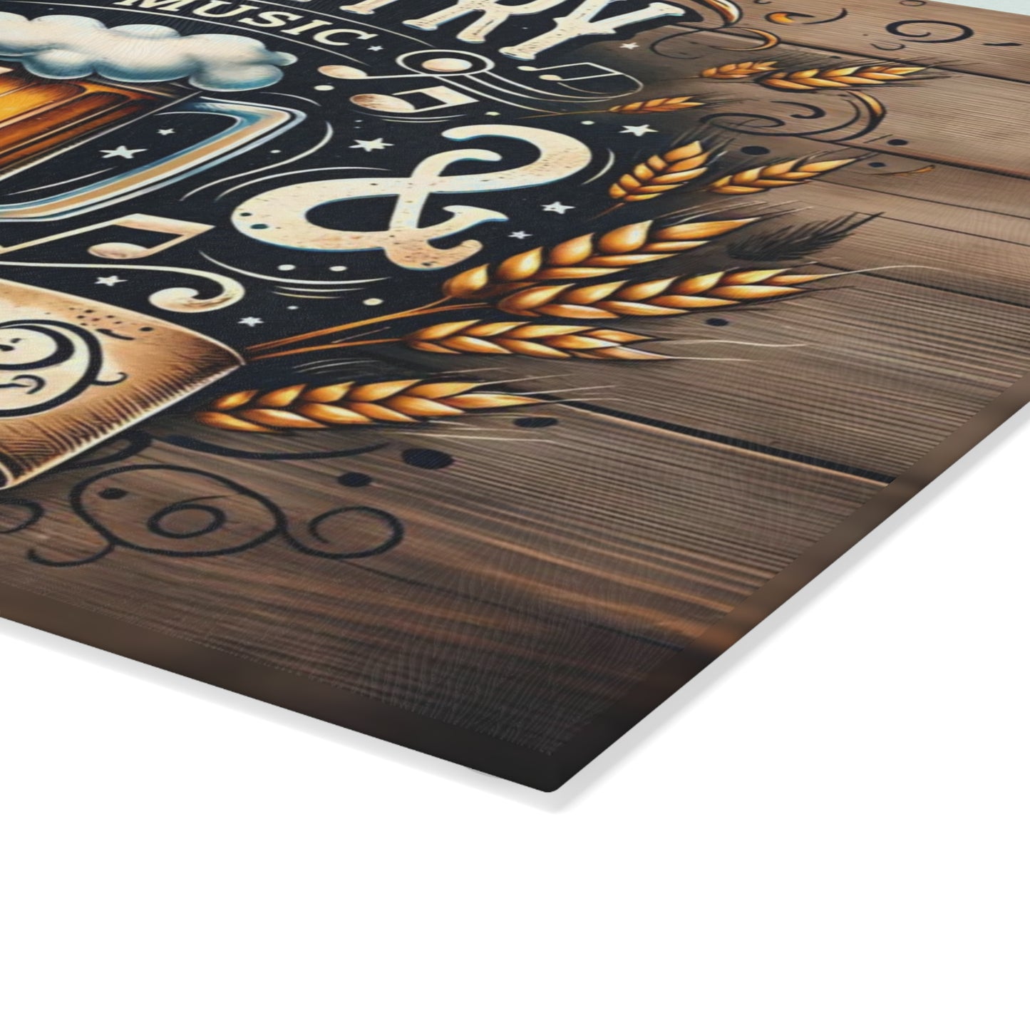 🍺🎸 Country Music & Beer Cutting Board – Rustic Pub Vibes for Kitchen & Bar 🌾🎶