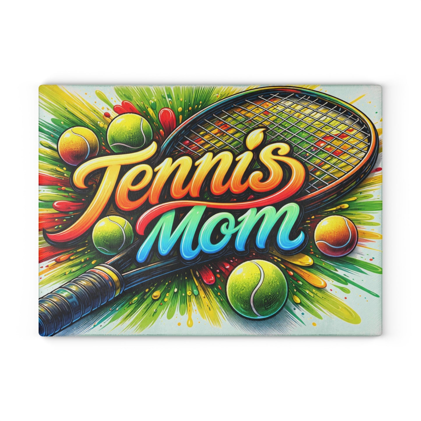 Tennis Mom Cutting Board – Colorful Splash for Your Kitchen