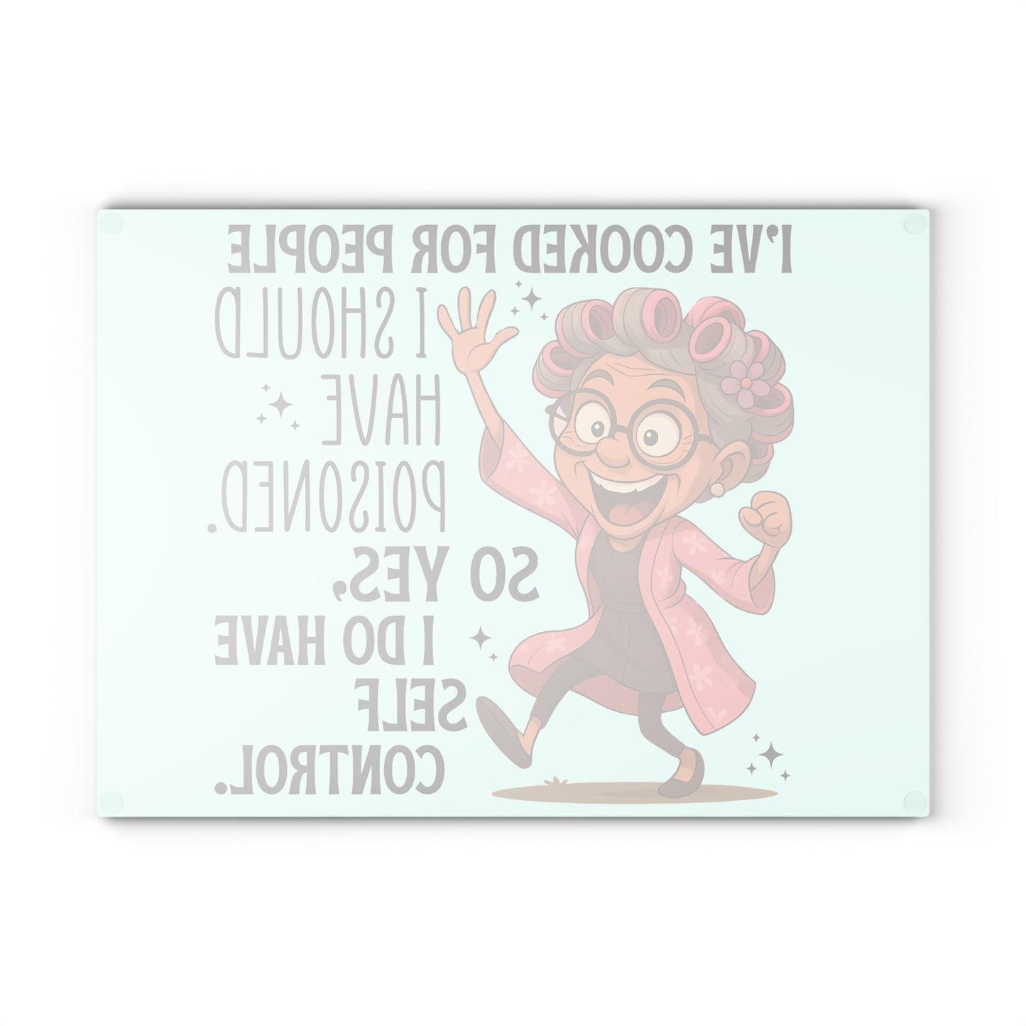 😂 Tabla de cortar de vidrio “He cocinado para personas que debería haber envenenado”: ​​¡humor caprichoso de abuela en la cocina!