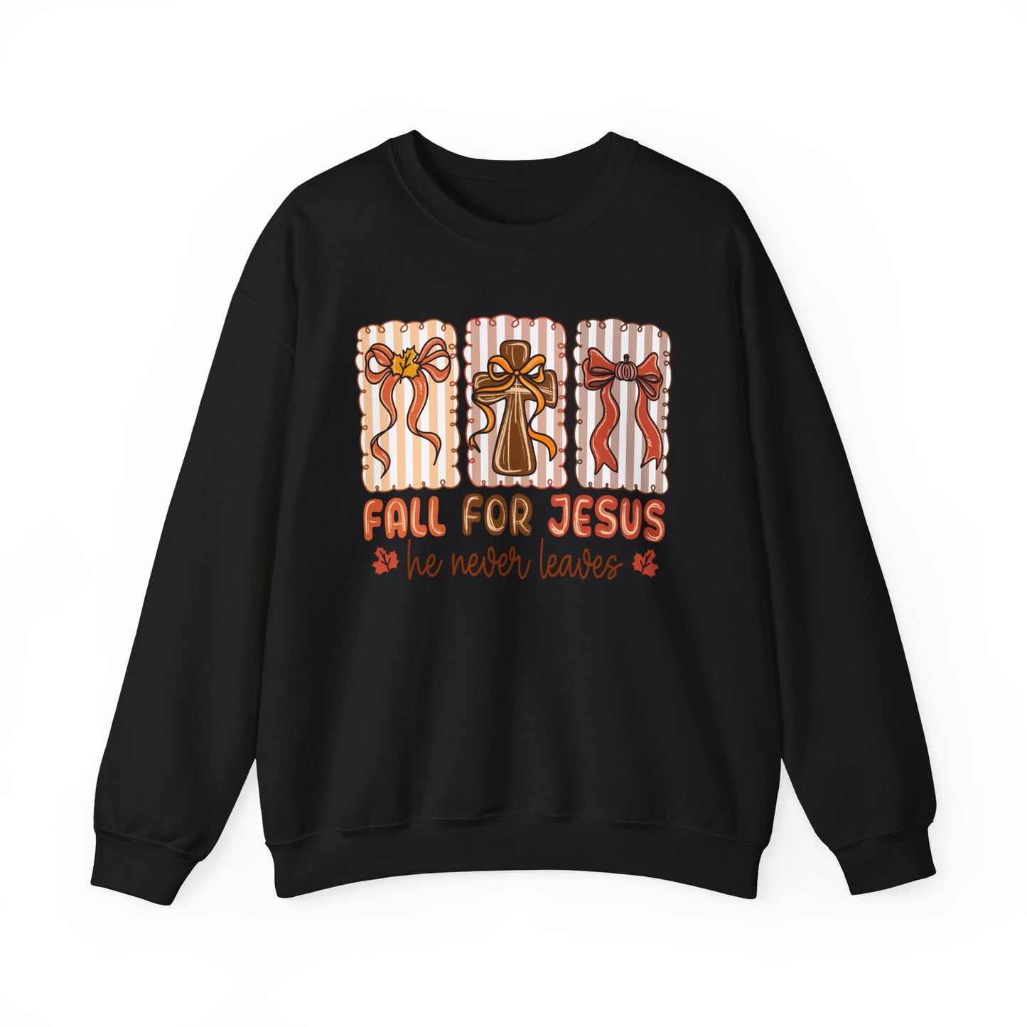 🍂✝️ Fall For Jesus – “He Never Leaves” Sweatshirt