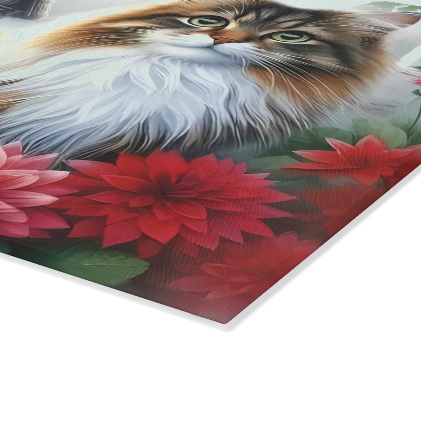 🌸 Garden Kitten Cutting Board – Fluffy Charm & Cottage Florals for Your Kitchen 🐾🌼