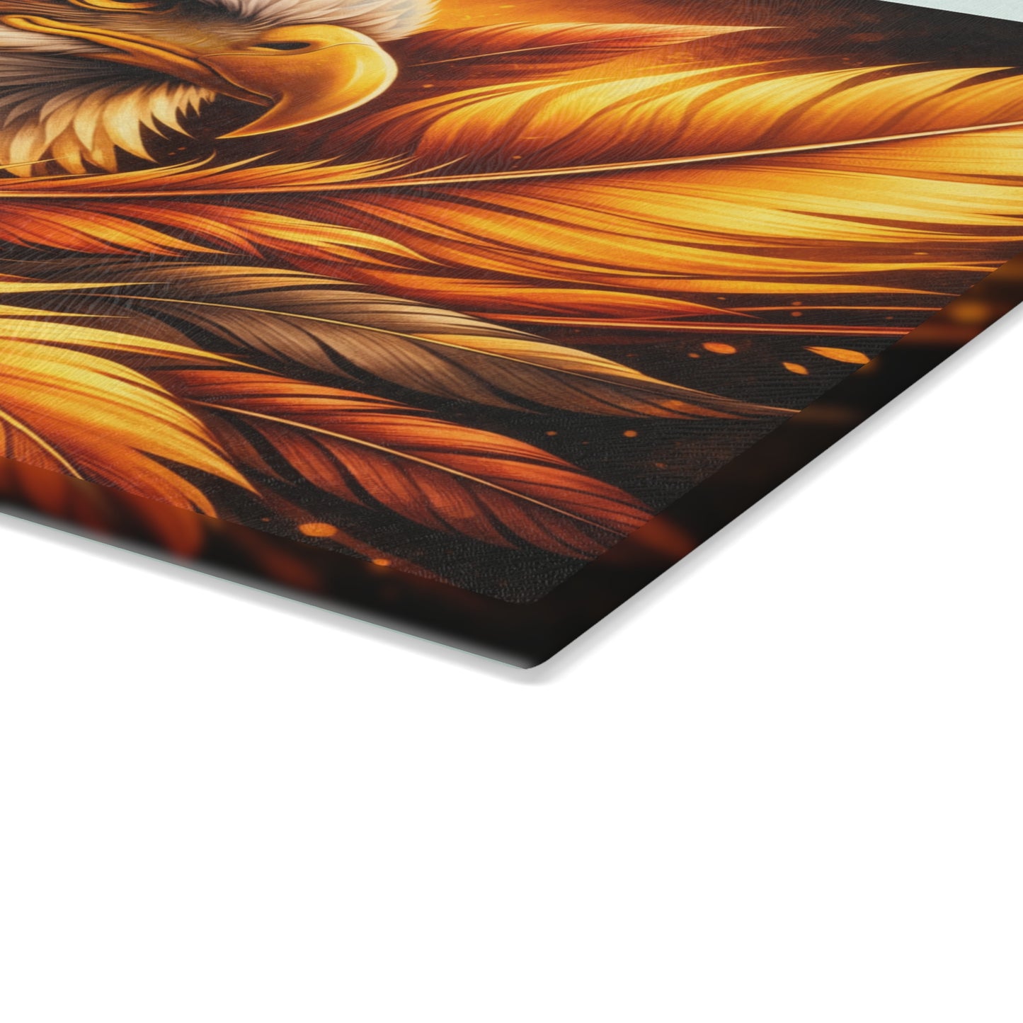 Majestic Eagle & Golden Feathers Glass Cutting Board – Bold Wildlife Kitchen Art