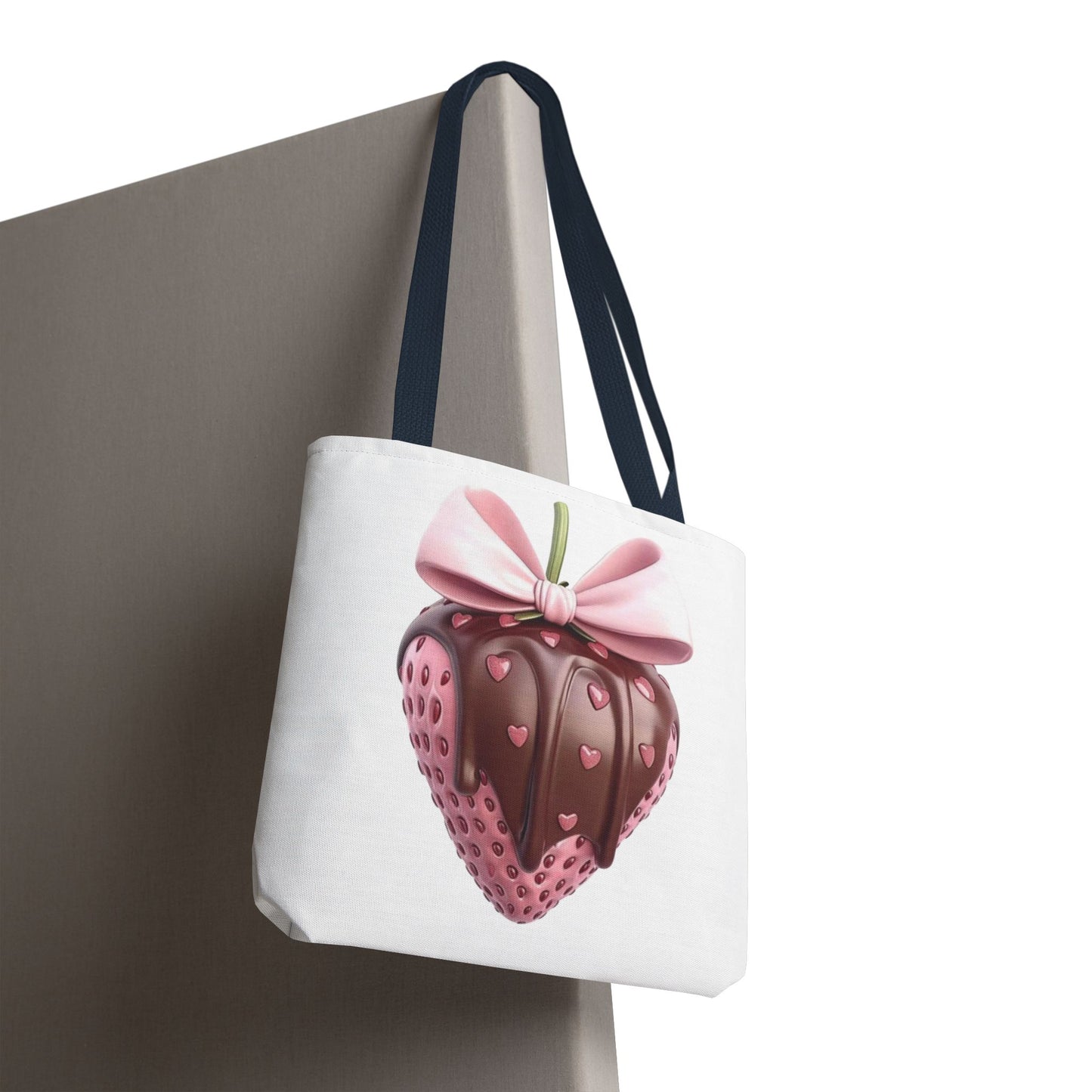 🍓 Chocolate-Dipped Strawberry Tote Bag – Sweet, Romantic & Practical 🍫