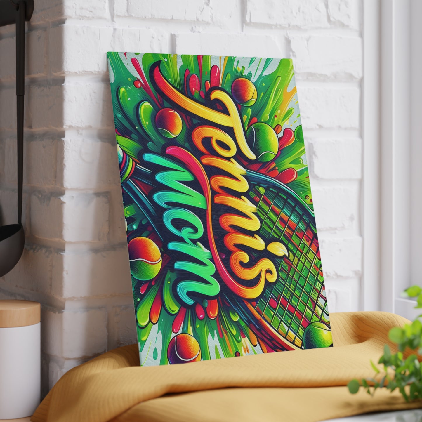 🎾 Tennis Mom Cutting Board – Colorful Splash for Your Kitchen 🎨