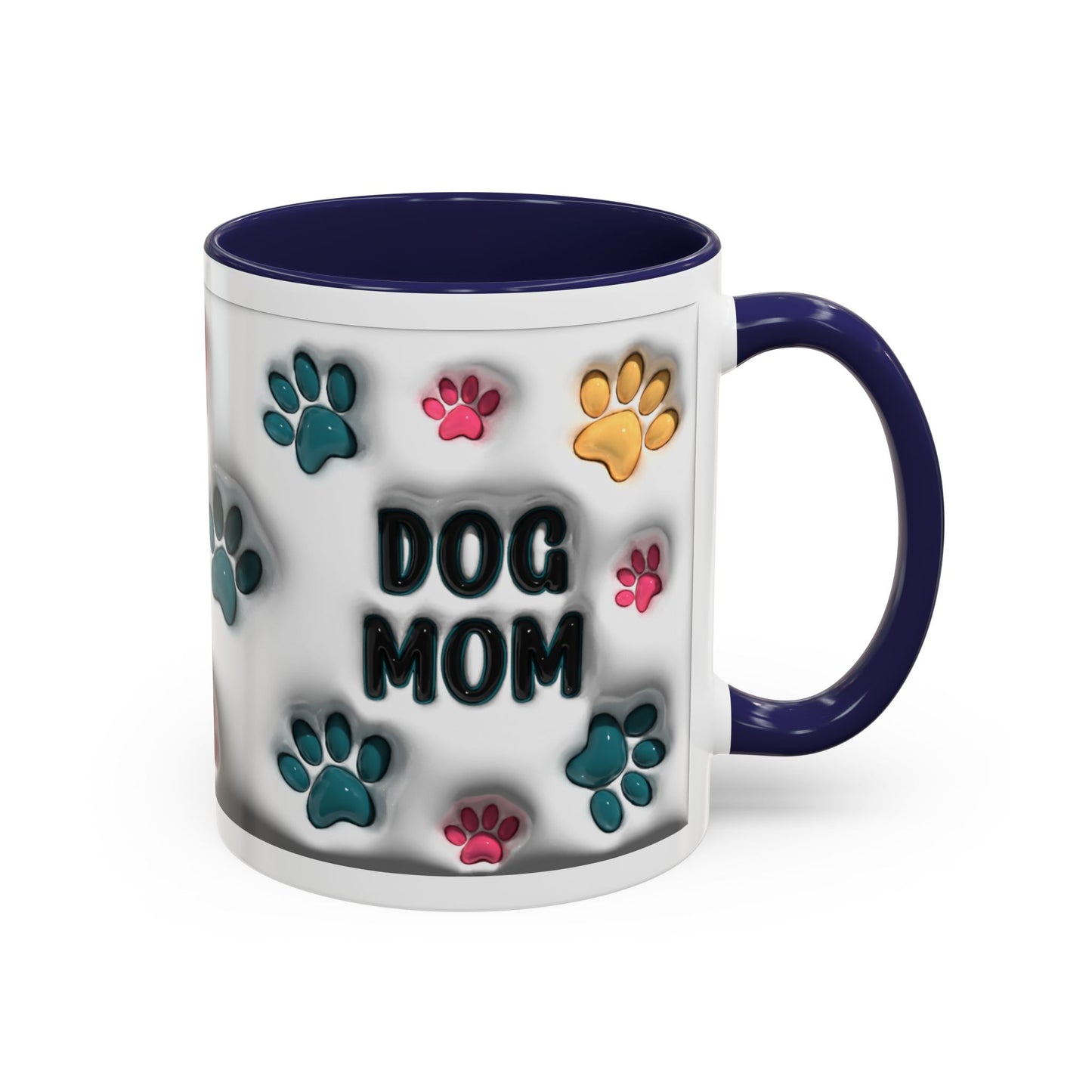 Dog Mom Accent Mug – Colorful Paw Print Cup for Proud Pet Parents