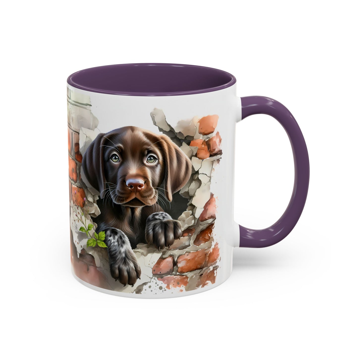 🐶🍫 Chocolate Lab Puppy Accent Mug – Sweet Brown Pup Coffee Cup ☕💛