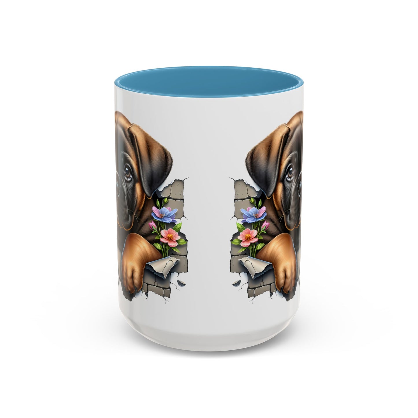 🧡 Boxer Puppy Accent Mug – Adorable Peek-Through Cup for Dog Lovers
