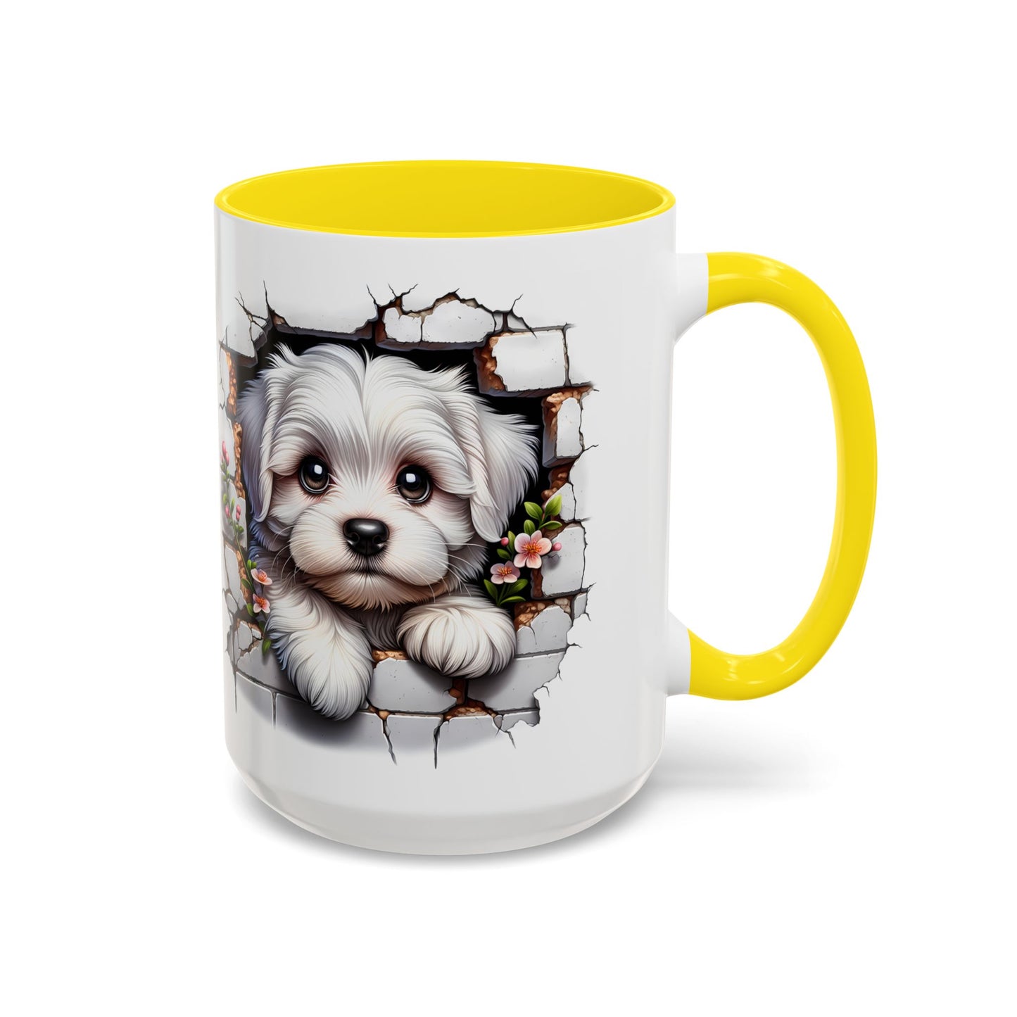 🎀🐶 Maltese Puppy Accent Mug – Cute Peek-Through Dog Design for Animal Lovers ☕💖