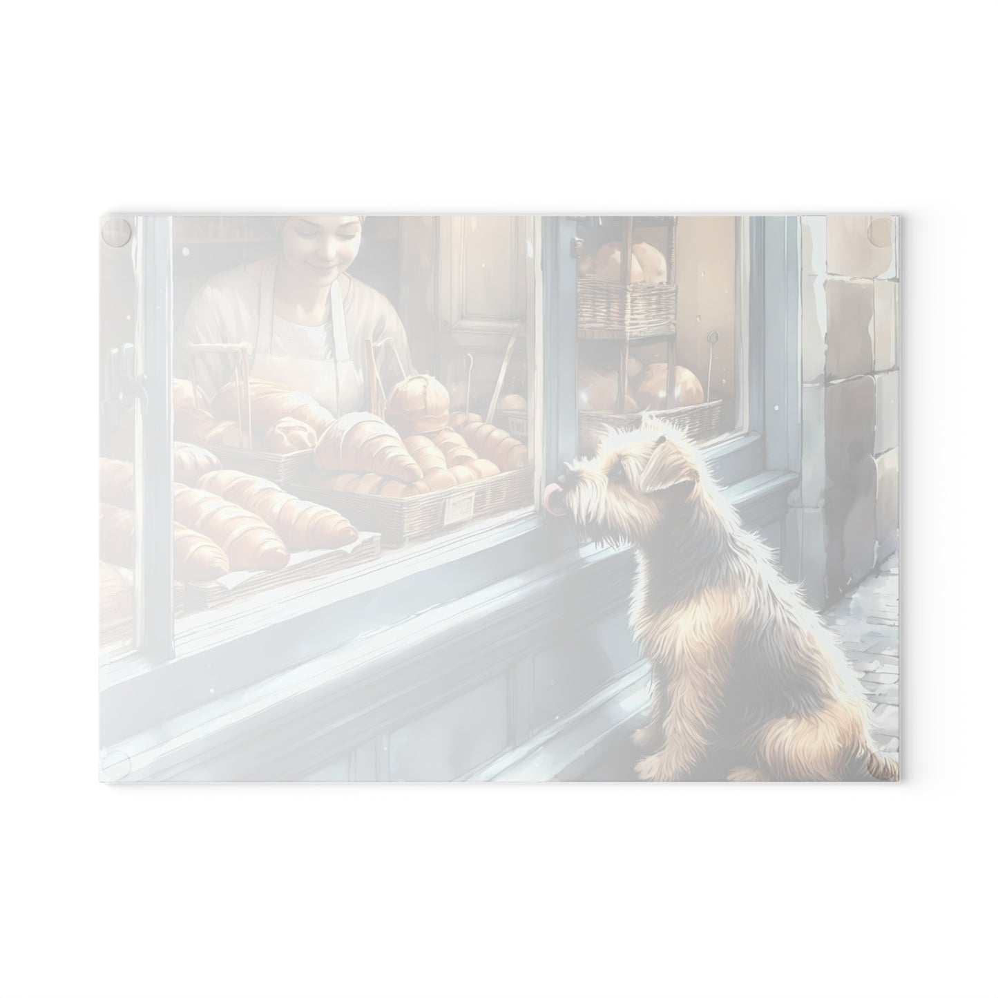 Bakery Scene Cutting Board, Terrier Dog Design, Dog Lover Gift, Baking Decor Bakery Lover Gift, Unique Kitchen Gift