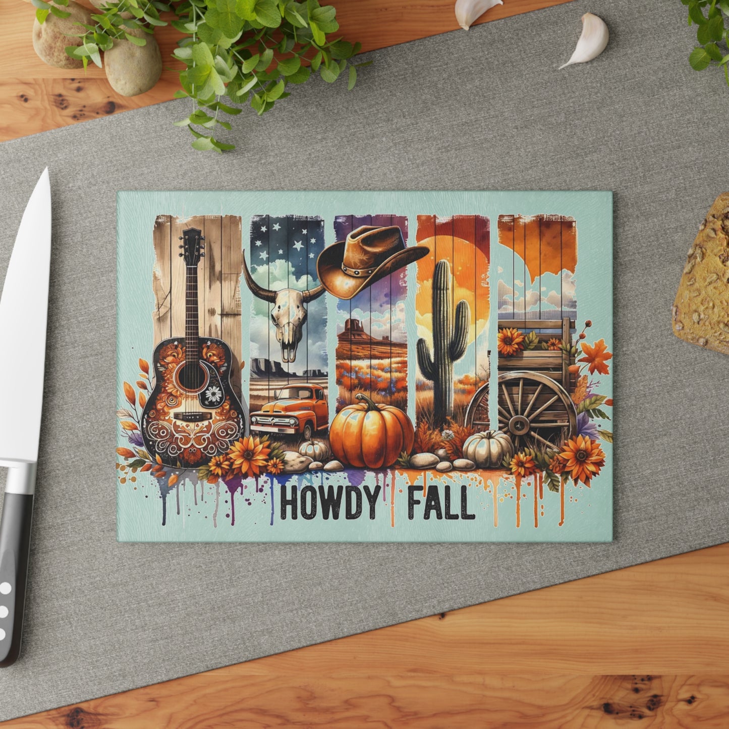 🍂🎸 Howdy Fall Cutting Board – Rustic Western Charm for Your Autumn Kitchen 🤠🌻