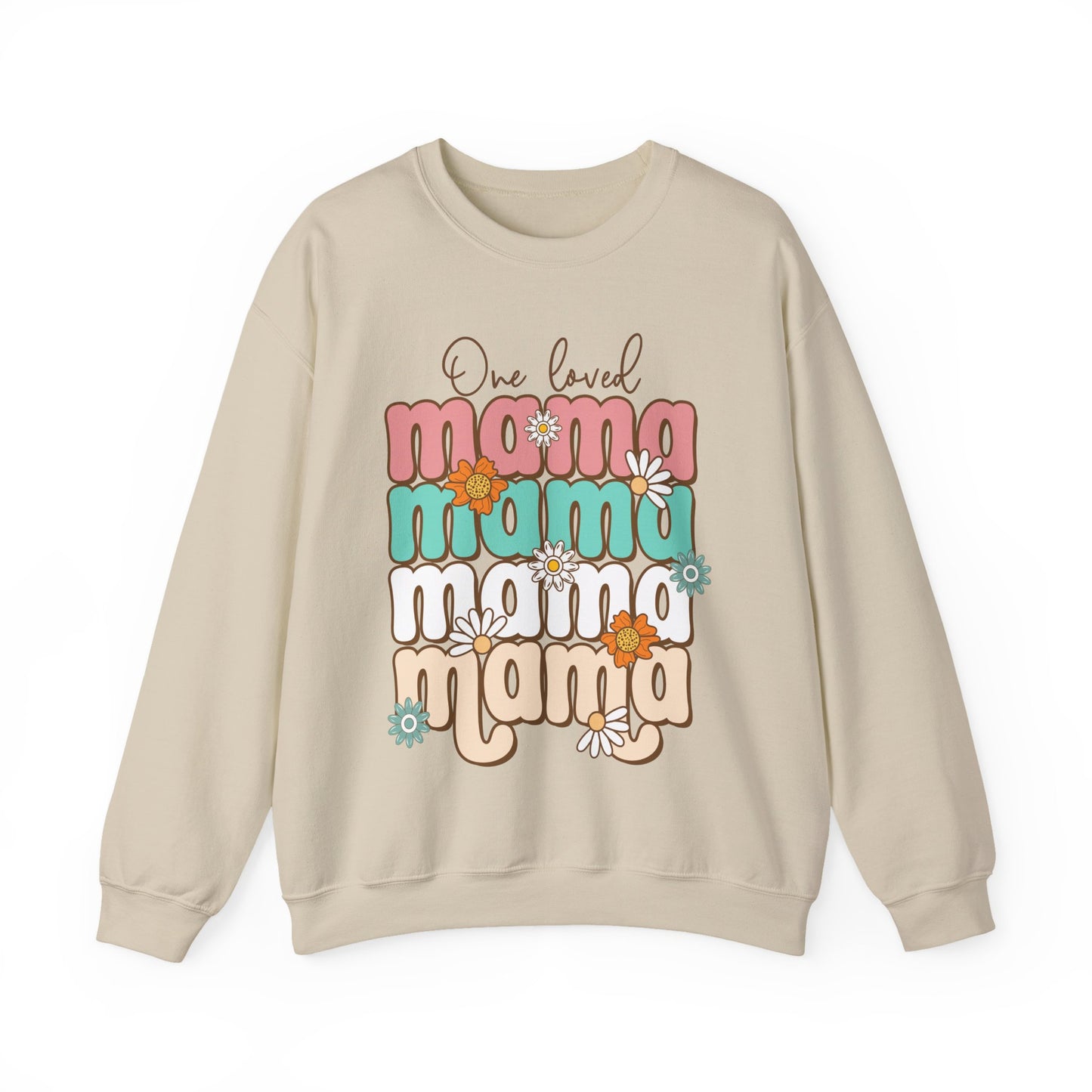 🌼💖 One Loved Mama Sweatshirt – Retro Floral Motherhood Crewneck