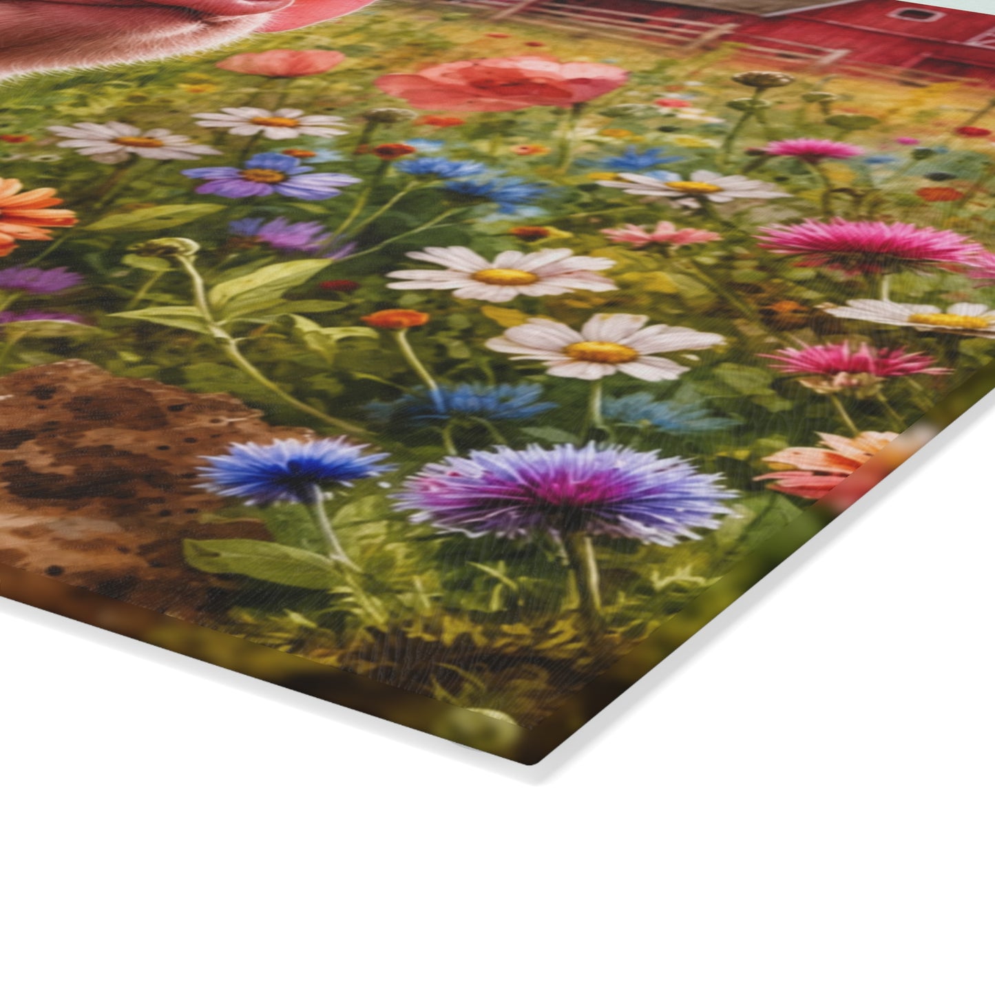 Farm Piglet Glass Cutting Board – Country Charm for Your Kitchen