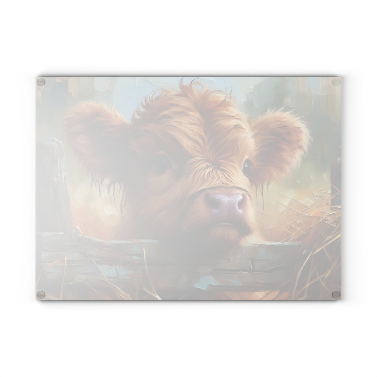 Highland Cow Glass Cutting Board – Rustic Farmhouse Kitchen Decor