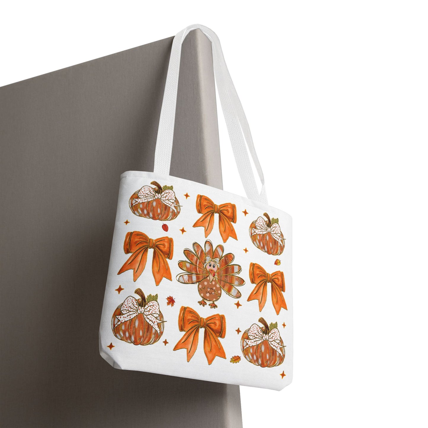 🎀 Girly Bows & Turkey Tote Bag – Cute & Cozy Thanksgiving Style 🦃🧡