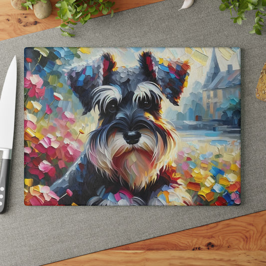 🎨🐾 Colorful Schnauzer Cutting Board – Whimsical Pup Charm for Your Kitchen
