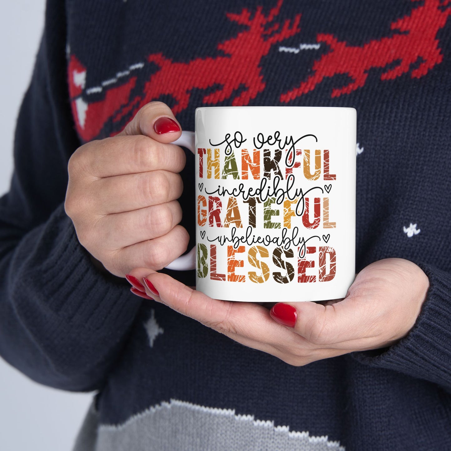 🍂 So Very Thankful • Incredibly Grateful • Unbelievably Blessed – Fall Typography Mug ✨☕