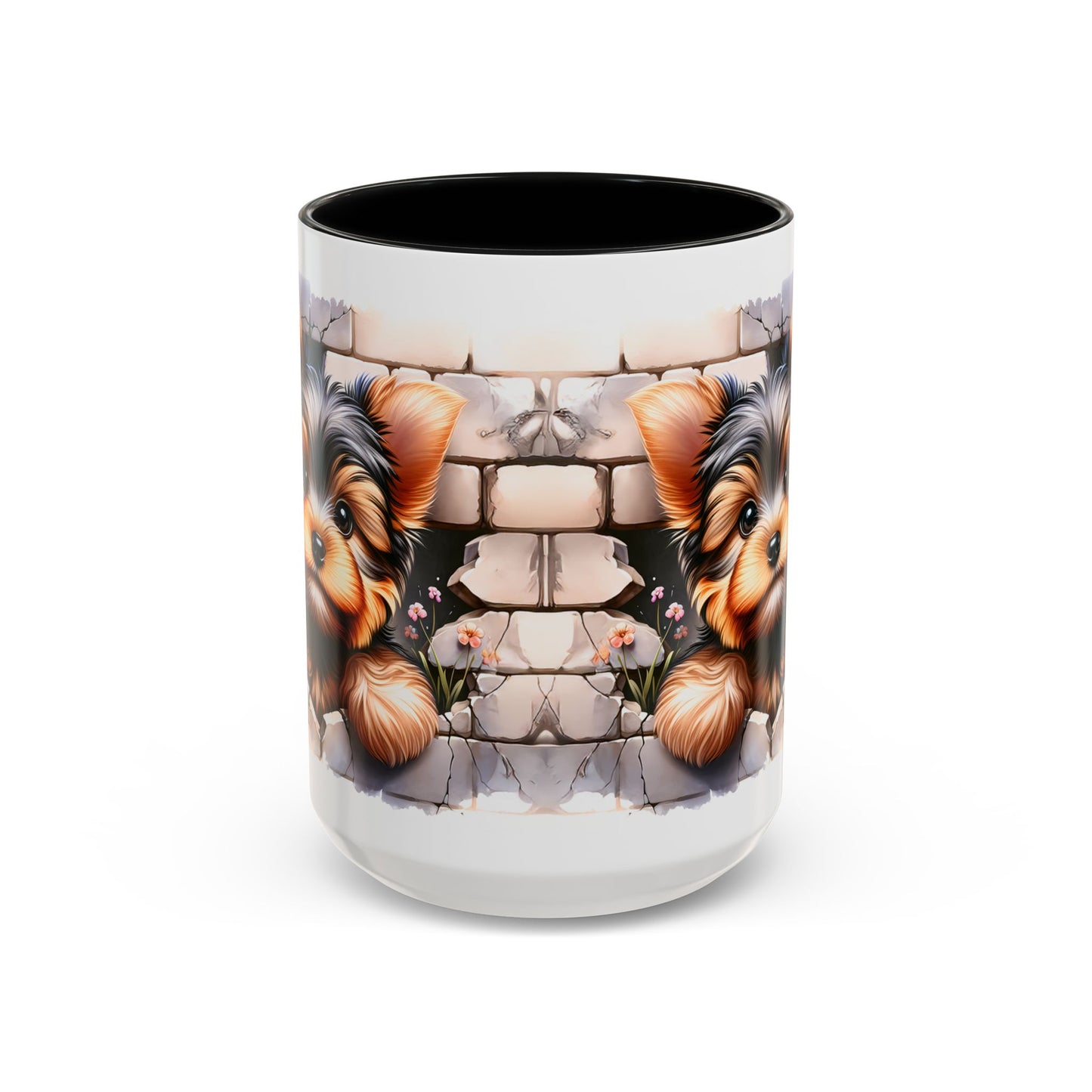 🎀🐶 Yorkie Puppy Accent Mug – Cute Peek-Through Dog Design for Animal Lovers ☕💖
